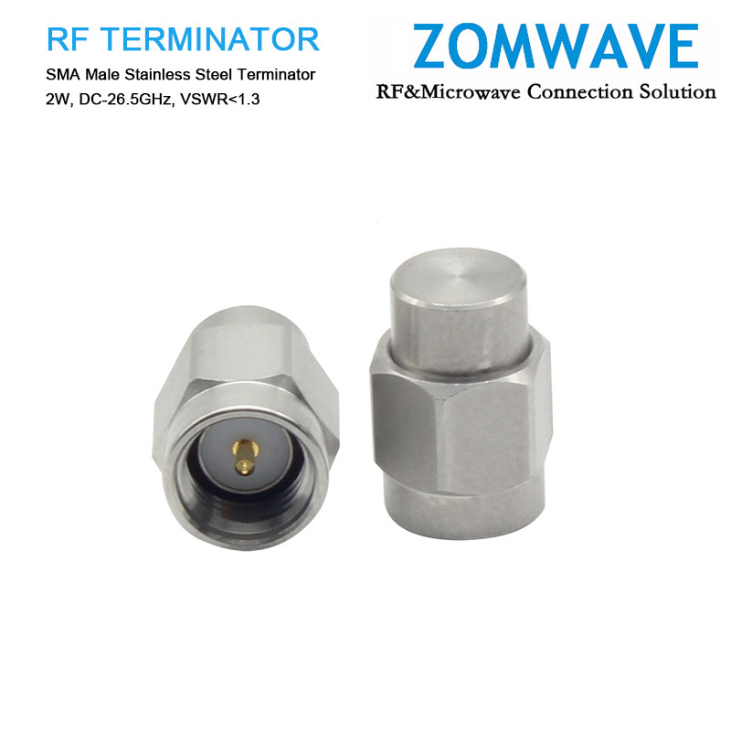 SMA Male Stainless Steel Terminator, 2W, 26.5GHz