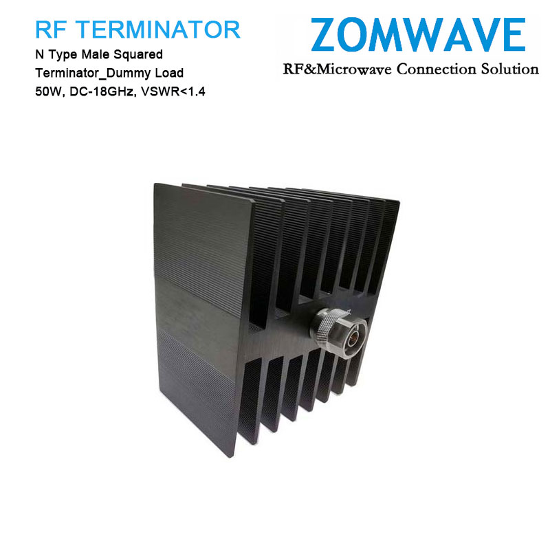 N Type Male Squared Terminator_Dummy Load, 50W, 18GHz