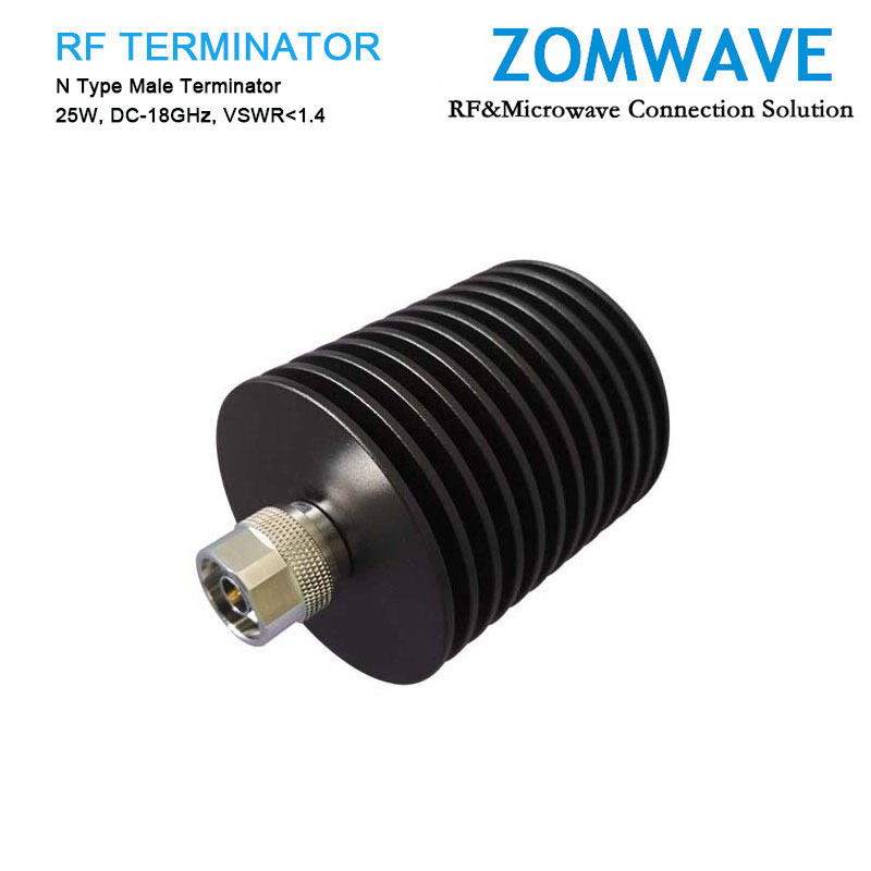 N Type Male Terminator, 25W, 18GHz