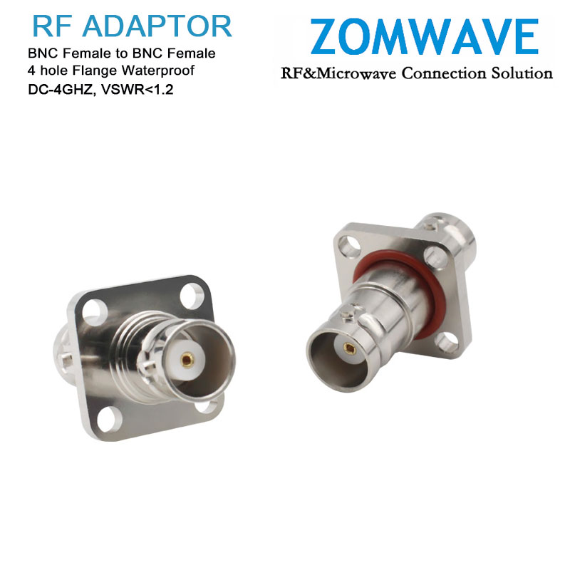 BNC Female to BNC Female 4 hole Flange Waterproof Adapter, 4GHz