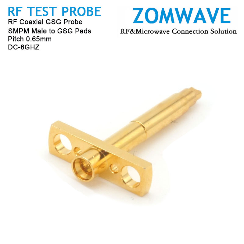 RF Coaxial GSG Probe, SMPM Male to GSG Pads, Pitch 0.65mm, 8GHz