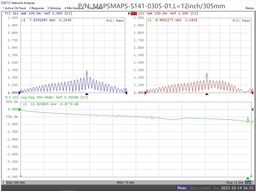 SMA Male to SMA Male, Formable .141''RG402 Cable, 12GHz