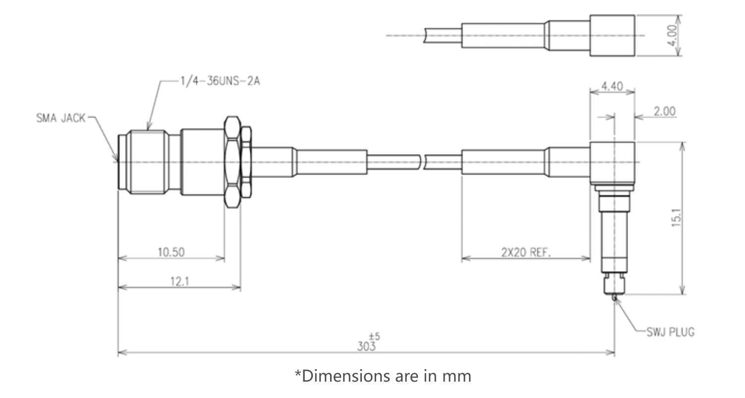 Murata MXHQ87PK3000, SMA Female to SWJ Manual Test Probe Cable, 8GHz