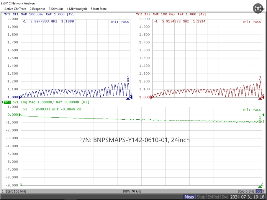 SMA Male to BNC Male, RG142 Ultra Flexible PUR Cable, 6GHz