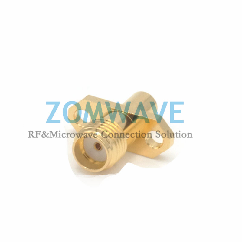 SMA Female to SMP (GPO) Male Adapter, 2-hole Flange, 18GHz, Full Detent
