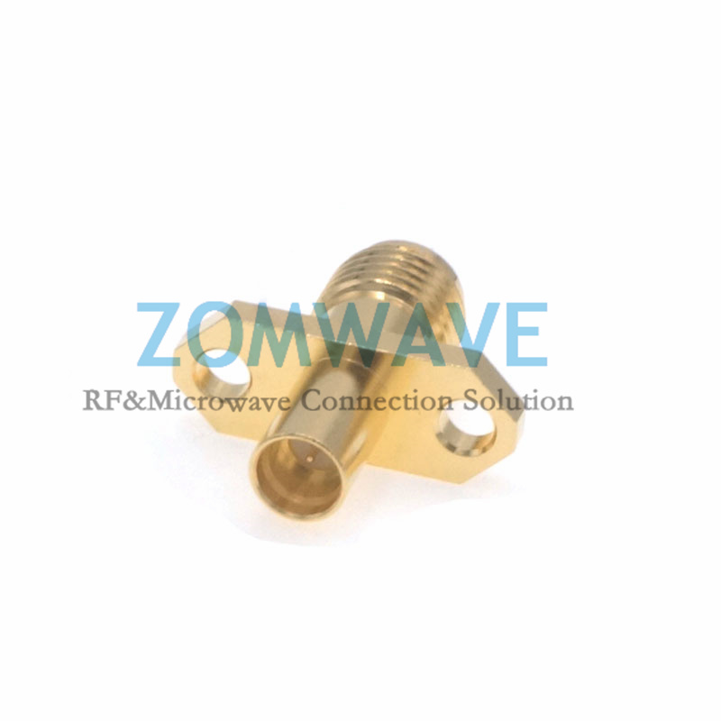 SMA Female to SMP (GPO) Male Adapter, 2-hole Flange, 18GHz, Full Detent