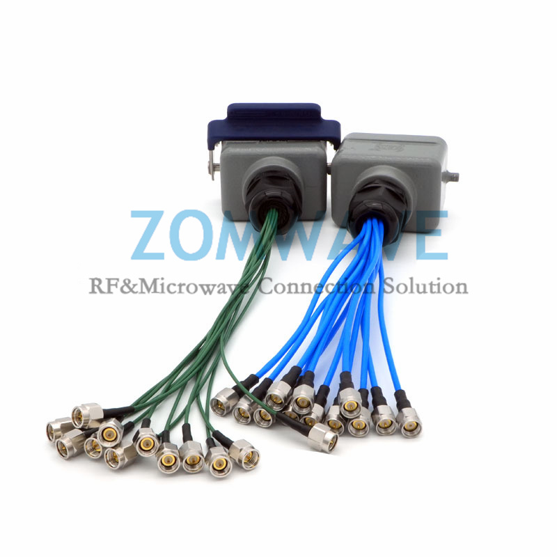 Multi-coaxial cable ,12  ports  0.8/1.85 Female to SMA Male,Flexible .086'', 8G