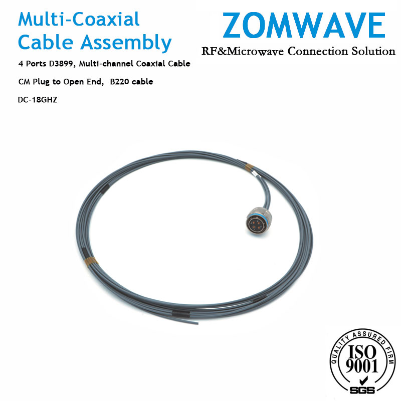 4 Ports D3899 Male,Multi-Coax Cable CM Male to Open,B220 Cable (ZCXN3506),18GHZ