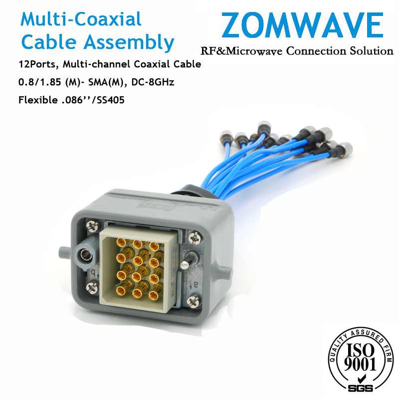 12 Port,Heavy-Duty (HDC) Multi-Coax Cable 0.8/1.85 Male to SMA Male, SS405,8GHZ