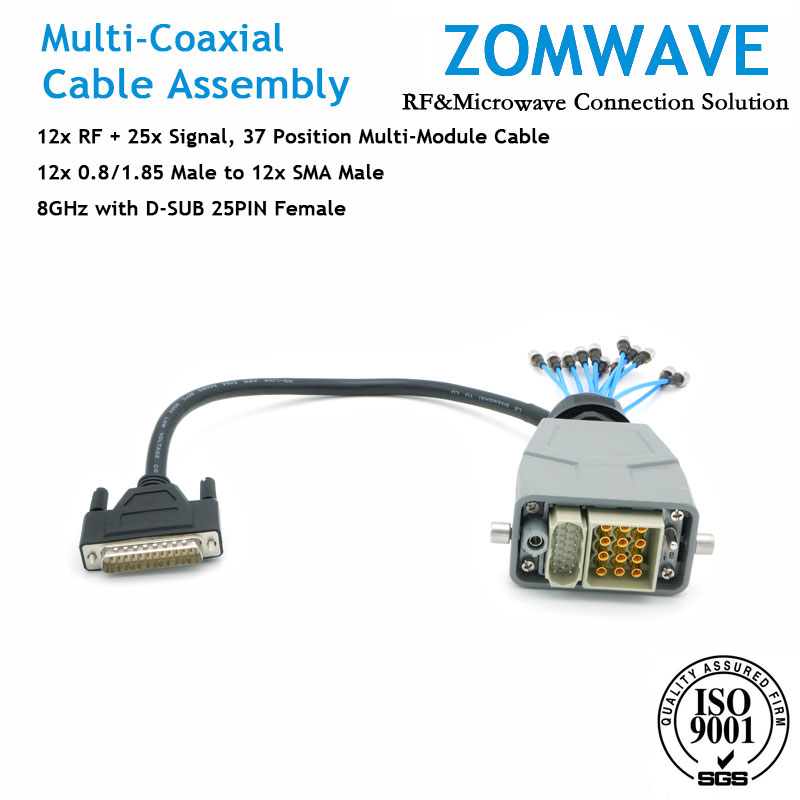 12xRF+25xSignal,Multi-Module,12x 0.8/1.85(M) to 12xSMA 8GHz with D-SUB 25PIN (F)