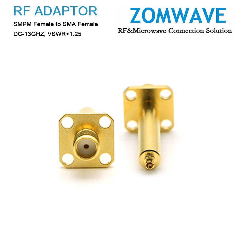 Customized SMA F to Mini SMP (SMPM/GPPO) F 4 Hole Flange Adapter, 36.4mm, 13ghz