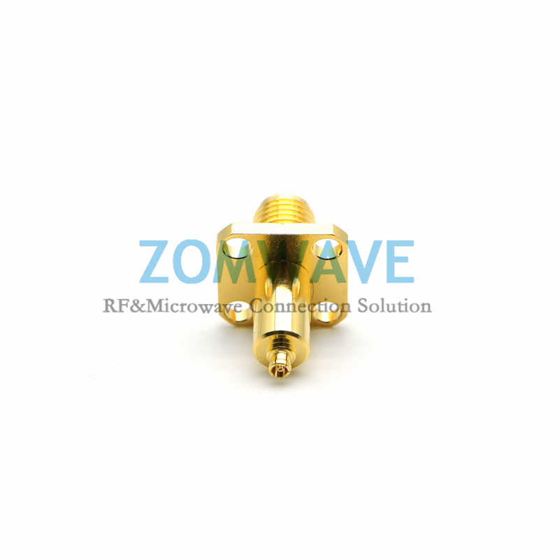 Customized SMA F to Mini SMP (SMPM/GPPO) F 4 Hole Flange Adapter,21.7mm,6GHZ