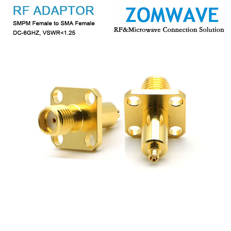 Customized SMA F to Mini SMP (SMPM/GPPO) F 4 Hole Flange Adapter,19.5mm,6GHZ