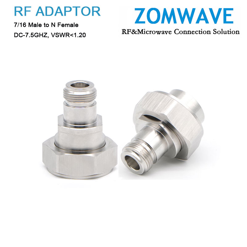 7/16 Plug to N Type Jack Adapter, 7.5GHz